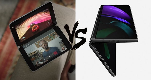 بیل گیتس مدل گوشی خود را فاش کرد Microsoft Surface Duo Samsung Galaxy Z Fold 2 Comparison - بیل گیتس مدل گوشی خود را فاش کرد